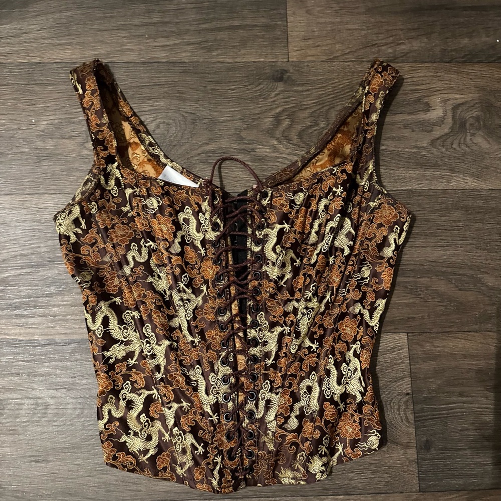 Vintage Brown and Cream Patterned Camisole